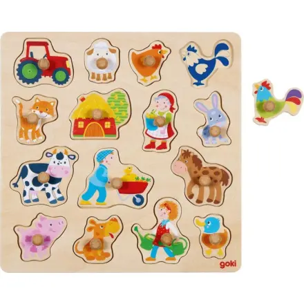 Puzzle vkládací - Práce na farmě, 15ks (Goki)