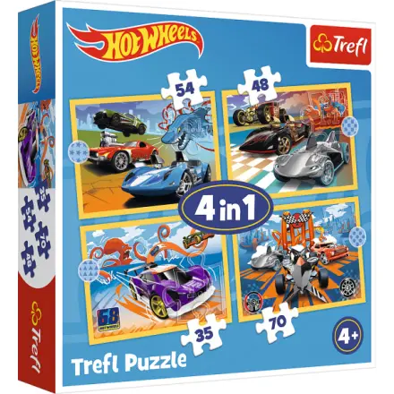 Puzzle Autíčka Hot Wheels 4v1 (35,48,54,70 dílků)