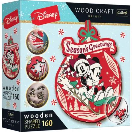 Puzzle Wood Craft Origin Vánoční dobrodružství Mickeyho a Minnie 160 dílků - Tolo