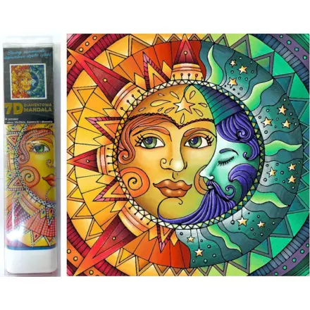 Diamantový obrázek mandala 7D - Tvář slunce, měsíc 30x30cm