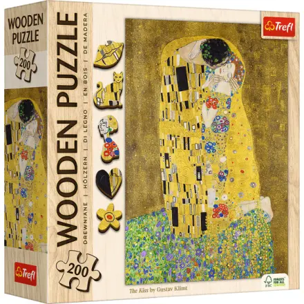 Dřevěné puzzle Art: Gustav Klimt - Polibek 200 dílků