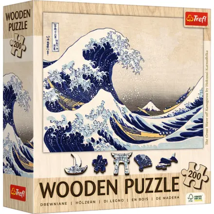Dřevěné puzzle Art Hokusai Velká vlna Kanagawa - puzzle z kategorie Umelecké