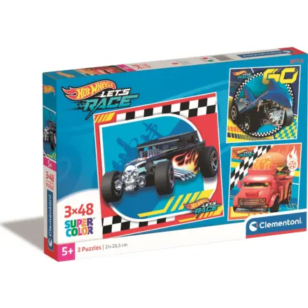 Clementoni - Puzzle 3x48 Square Hot Wheels