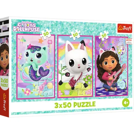 Puzzle Gábinin kouzelný domek: Setkání s Gabby a kočkami 3x50 dílků