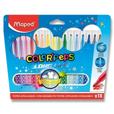Dětské fixy Maped Color´Peps Long Life - 18 barev