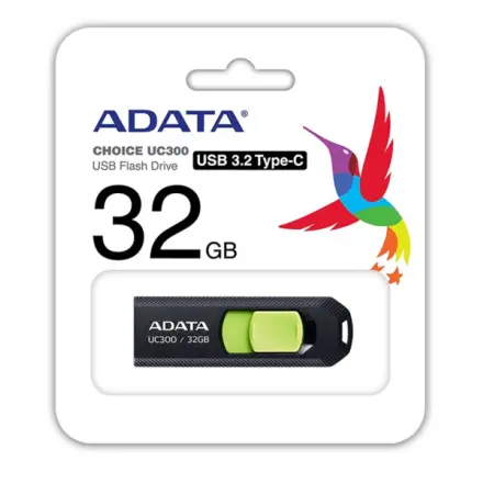 ADATA Flash Disk 32GB UC300, USB-C 3.2, černo-zelená
