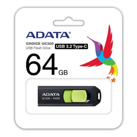 ADATA Flash Disk 64GB UC300, USB-C 3.2, černo-zelená