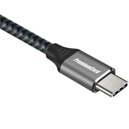 PremiumCord Kabel USB-C M/M, 100W 20V/5A 480Mbps bavlněný oplet, 0,5m, ku31cw05