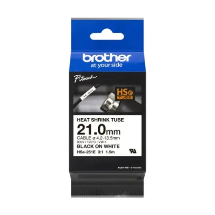 HSE-251E - černý tisk na bílé, šířka 21,0 mm HSE251E
