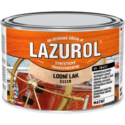 Skupina Barvy A Laky Lazurol S1119 lodní lak odolný lak na dřevo bezbarvý, mat 375 ml