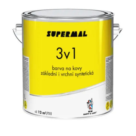 Barvy A Laky Hostivař Supermal 3v1 S2177 0155 antracitová vrchní syntetická barva na kovy, 2,5 l