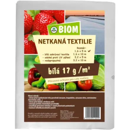 Biom netkaná textílie bílá 17 g/m² velikost 1,6 x 5 m
