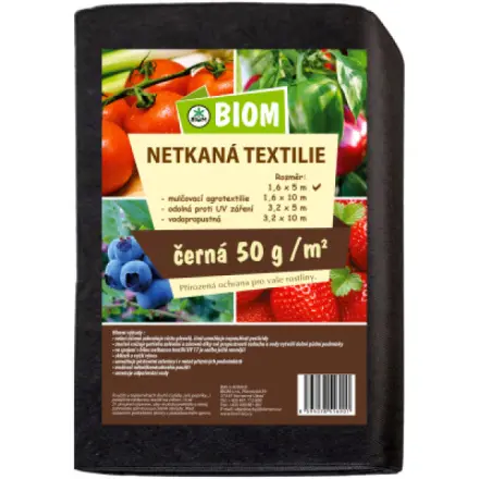 Biom netkaná textílie černá 50 g/m² velikost 1,6 x 5 m
