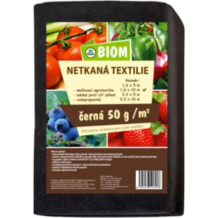 Biom netkaná textílie černá 50 g/m² velikost 1,6 x 10 m