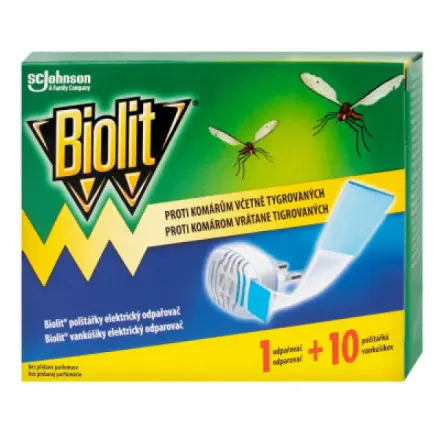 S.c.johnson Biolit elektrický odpařovač proti komárům se suchou náplní 10 polštářků, 7,4 g