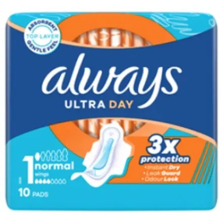 Procter & Gamble Always Ultra Day Normal hygienické vložky s křidélky 10 kusů