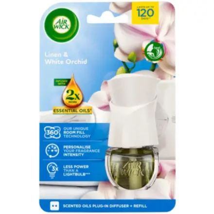 Air Wick 19ml komplet sada do zásuvky Prádlo a bílá orchidej Linen& white orchid