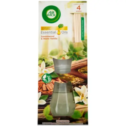 Reckitt Benckiser Air Wick Essential Oils vanilka a santalové dřevo vonné tyčinky, 30 ml