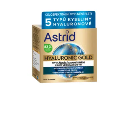 Astrid Vyplňující denní krém proti vráskám se zlatými proteiny SPF 10 Hyaluronic Gold 50 ml