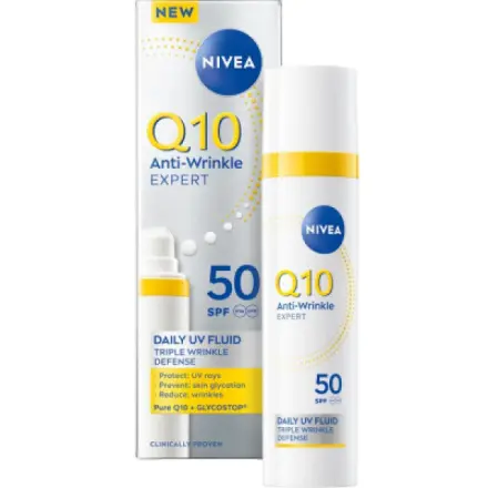 Beiersdorf Nivea Q10 UV Fluid OF 50 denní krém proti vráskám, 40 ml