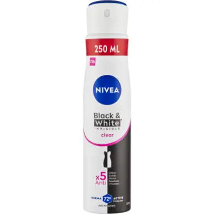 Beiersdorf Nivea Black & White Invisible Clear antiperspirant ve spreji, 250 ml deospray
