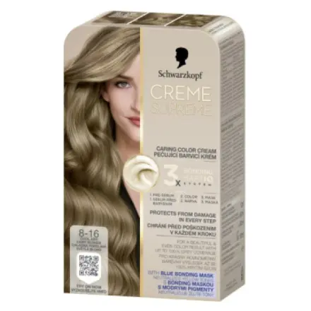 Henkel Schwarzkopf Creme Supreme barva na vlasy 8-16 chladná popelavá světlá blond 60 ml