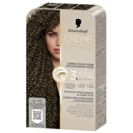 Henkel Schwarzkopf Creme Supreme barva na vlasy 6-16 chladná popelavá tmavá blond 60 ml