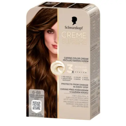 Henkel Schwarzkopf Creme Supreme barva na vlasy 6-68 tmavá karamelová blond 60 ml