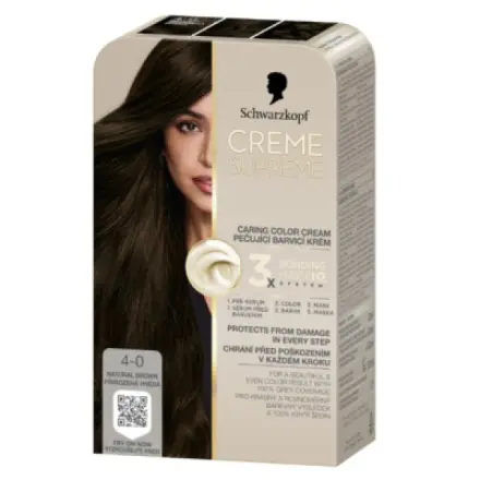 Henkel Schwarzkopf Creme Supreme barva na vlasy 4-0 přirozená hnědá 60 ml