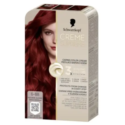 Henkel Schwarzkopf Creme Supreme barva na vlasy 6-88 tmavě červená 60 ml