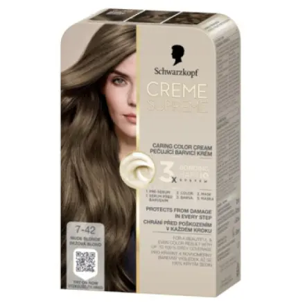 Henkel Schwarzkopf Creme Supreme barva na vlasy 7-42 béžová blond 60 ml