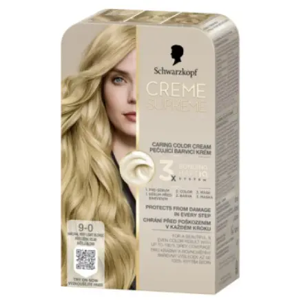 Henkel Schwarzkopf Creme Supreme barva na vlasy 9-0 přirozená velmi světlá blond 60 ml