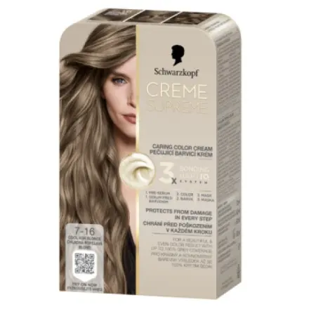 Schwarzkopf Barva na vlasy Creme Supreme 7-16 Chladná popelavá blond
