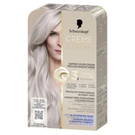Henkel Schwarzkopf Creme Supreme barva na vlasy 10-55 chladná stříbrná blond 60 ml