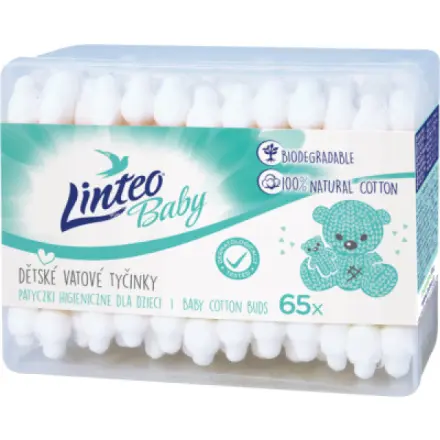 Linteo Baby Vatové tyčinky papírové 65ks