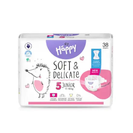 TZMO Bella Happy Junior 5 dětské pleny jednorázové 11-18 kg, 38 ks
