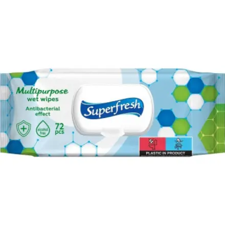 Superfresh Antibakteriální vlhčené ubrousky s klipem 72ks