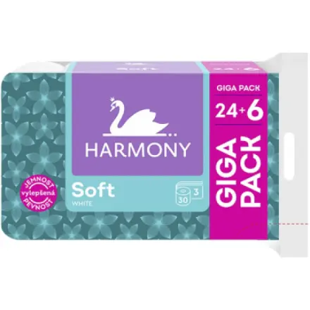 SHP Harmanec, a. s. Harmony Soft White 3vrstvý toaletní papír, 30 rolí, 15 m role