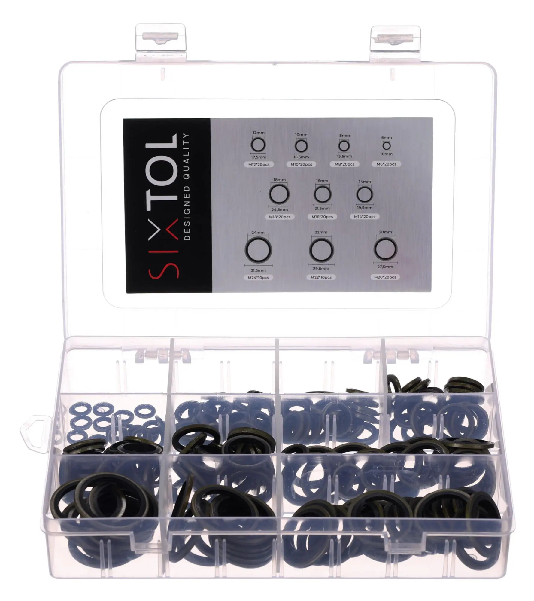 Sixtol Sada těsnicích kroužků z NBR a oceli MECHANIC RING SET 3, M6–M24, 180 ks