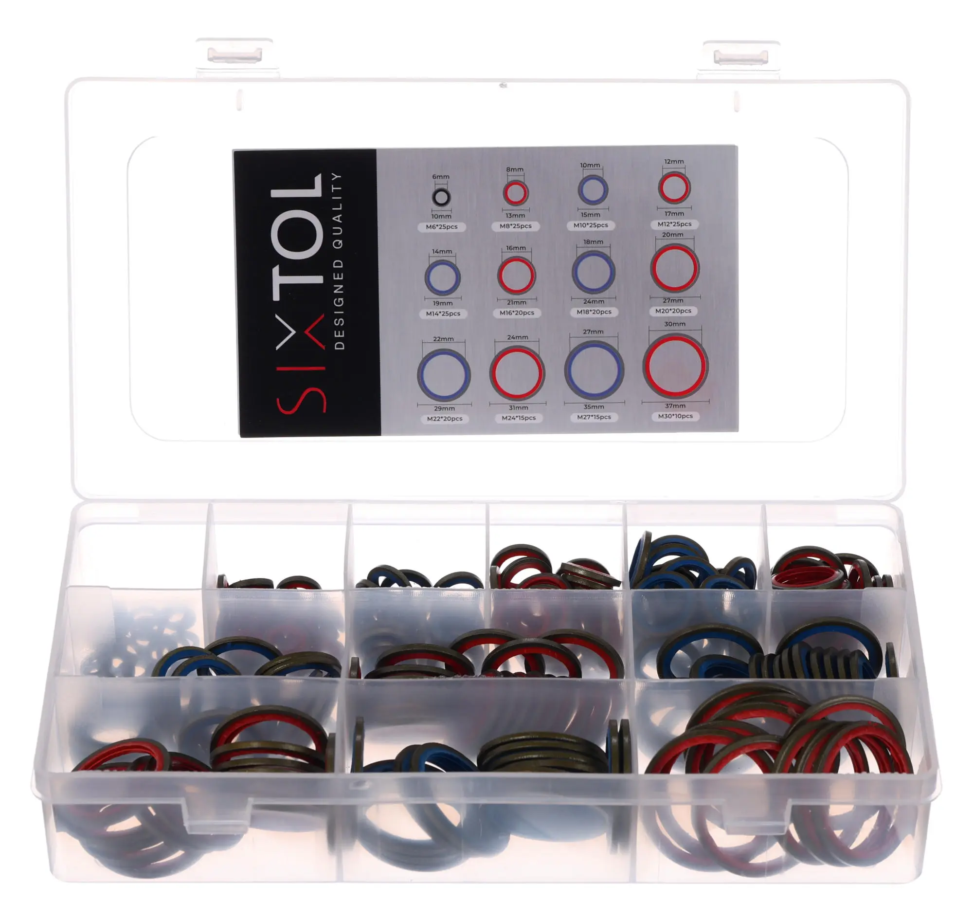 Sixtol Sada hydraulických těsnění s gumovým límcem MECHANIC RING SET 4, 245 ks