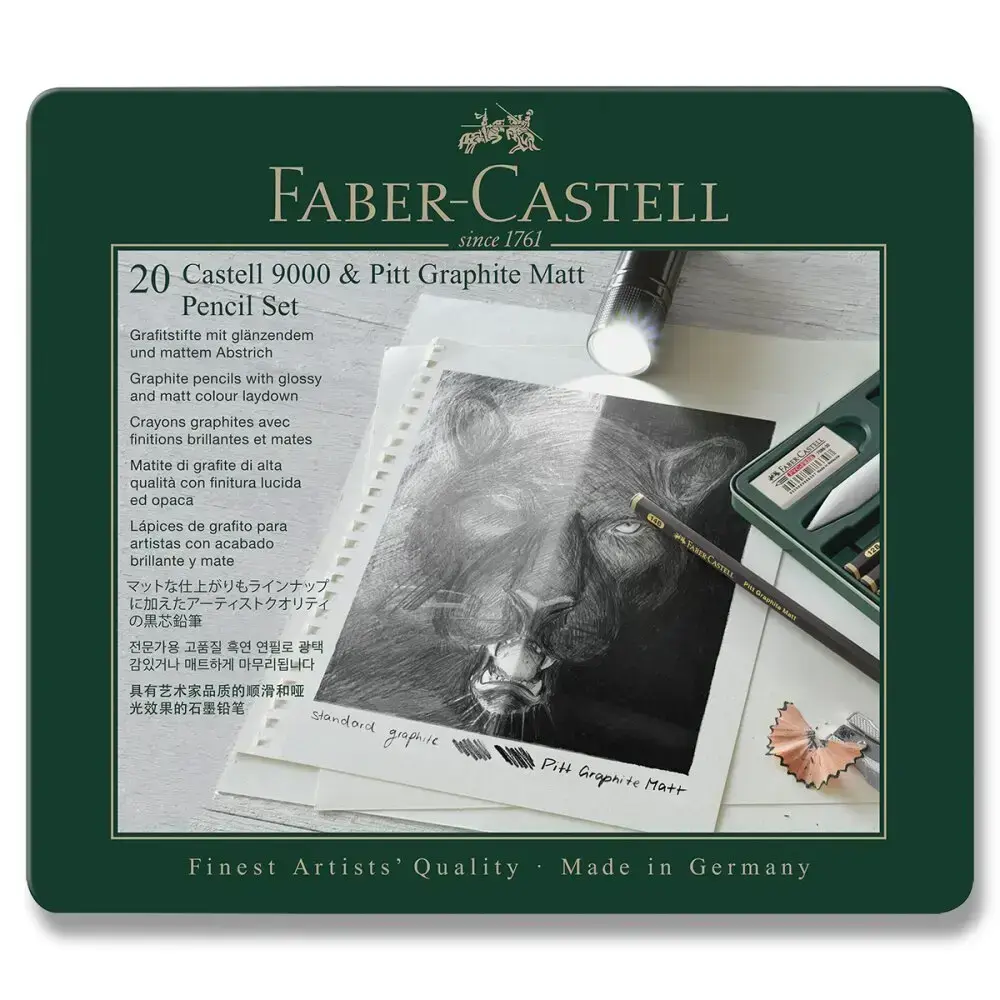 Grafitová tužka Faber-Castell Pitt Monochrome Graphite - sada 20 kusů