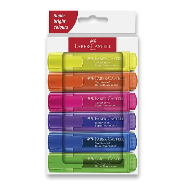 Zvýrazňovač Faber-Castell Textliner 46 Neon - sada 6 ks uni
