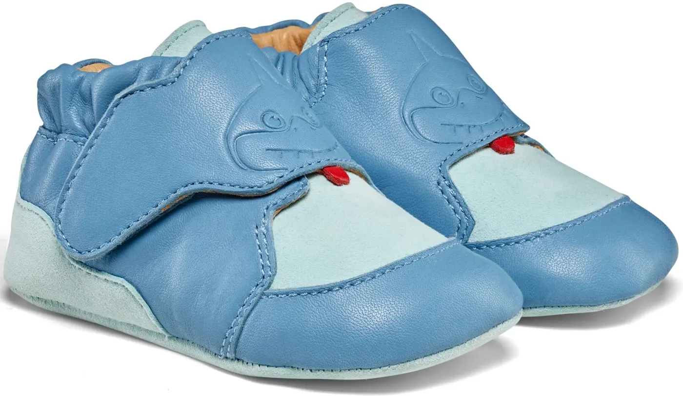 Affenzahn Leather Crawly Shark Blue capáčky