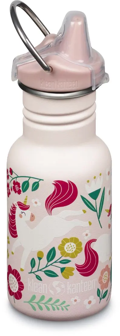 Dětská nerezová lahev Klean Kanteen Kid Classic Narrow 12oz (w/Kid Sippy Cap) - leaping unicorns 355 ml uni