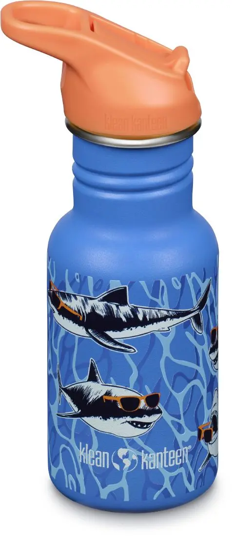 Dětská nerezová lahev Klean Kanteen Kid Classic Narrow 12oz (w/Flip Seal Sport Cap) - sharks in shades 355 ml uni