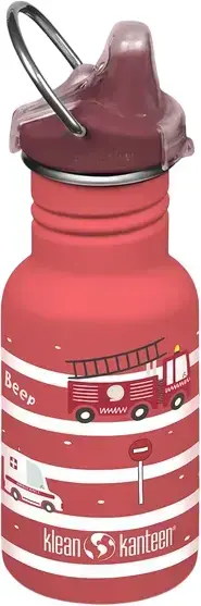 Dětská nerezová lahev Klean Kanteen Kid Classic Narrow 12oz (w/Kid Sippy Cap) - Fire Trucks 355 ml uni