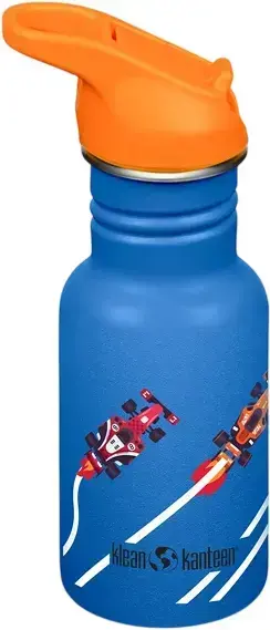 Dětská nerezová lahev Klean Kanteen Kid Classic Narrow 12oz (w/Flip Seal Sport Cap) - Race Cars 355 ml uni