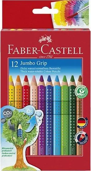 Faber - Castell Pastelky trojhranné Jumbo Grip - rozmývatelné 12 ks + ořezávátko