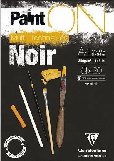 Blok Clairefontaine Paint on Black - 20 listů A4 250 g