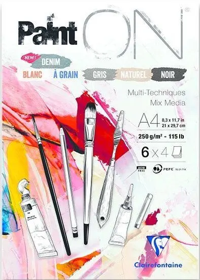 Blok Clairefontaine Paint on Mix Colors – 24 listů A4 250g uni
